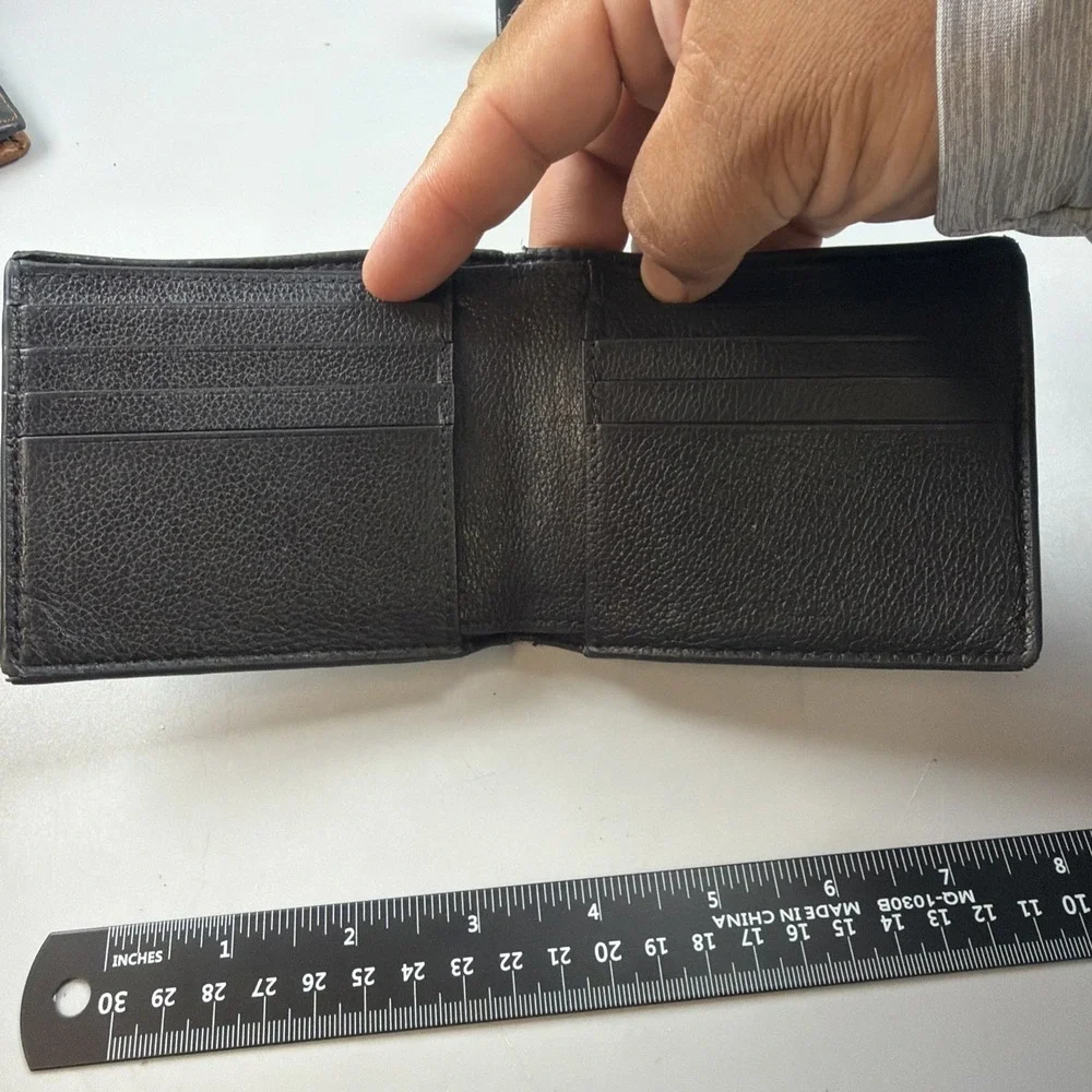 COACH Men's Bifold Black Pebble Leather Wallet